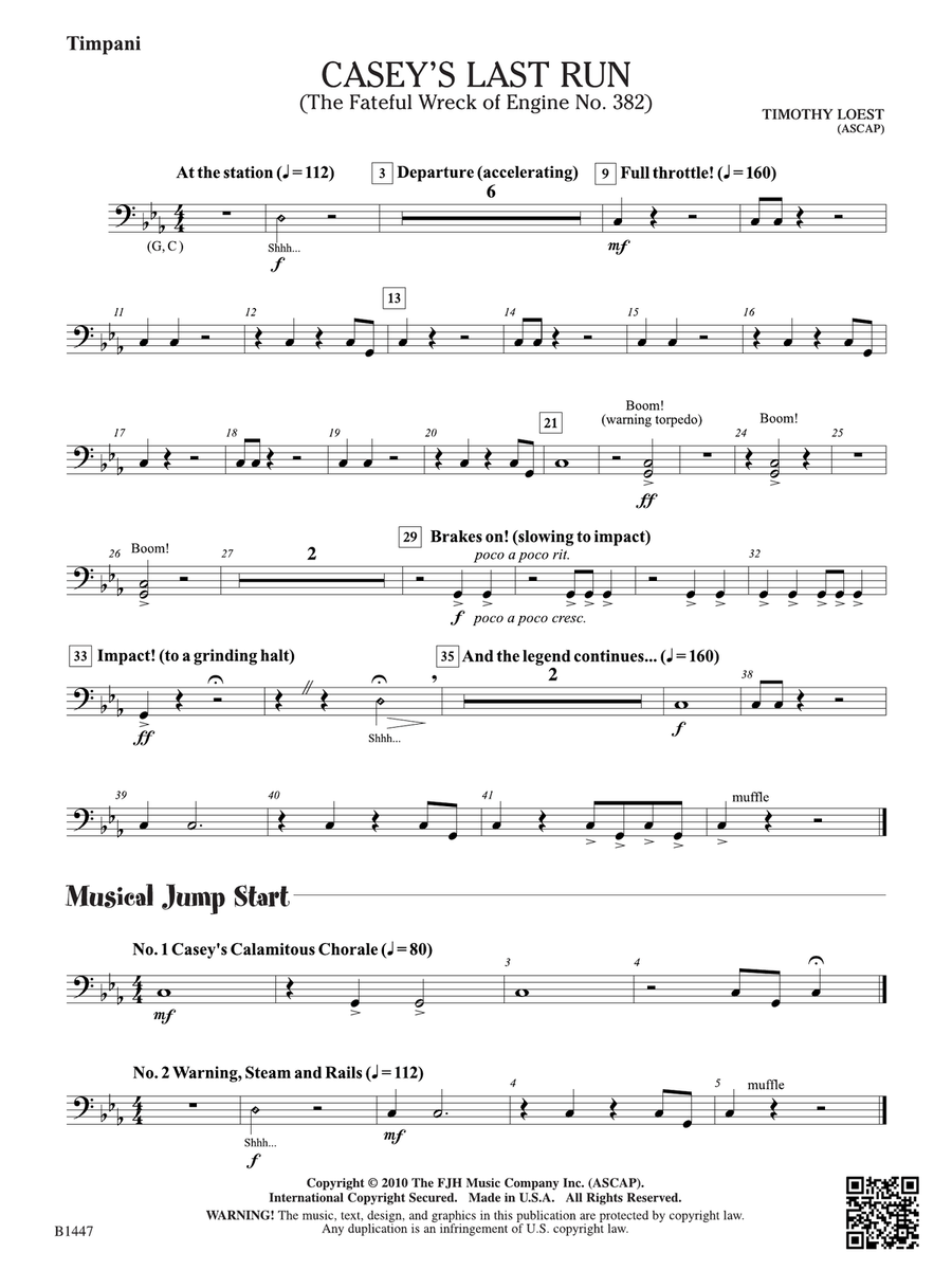 Casey's Last Run: Opt. Timpani Percussion scores gallery preview page 1