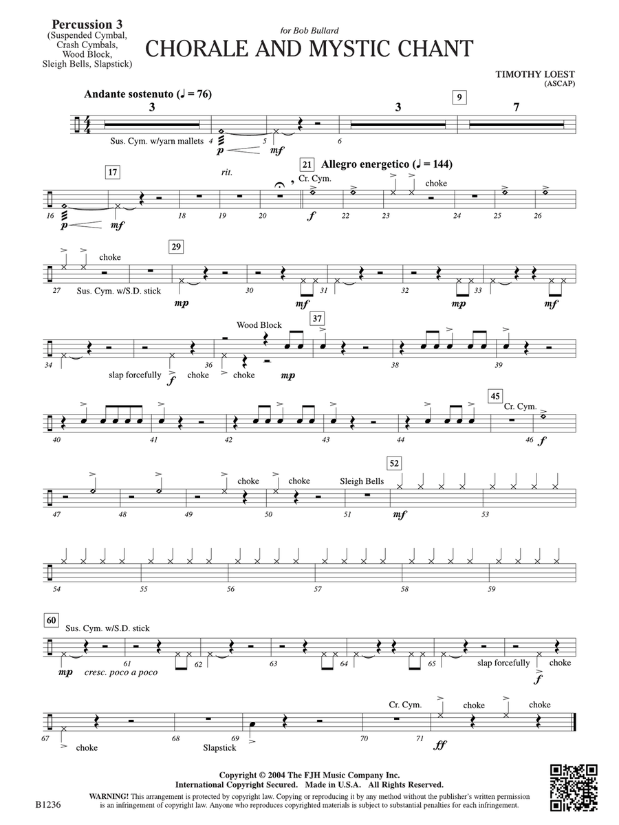 Chorale and Mystic Chant: Percussion 3 Part scores gallery preview page 1