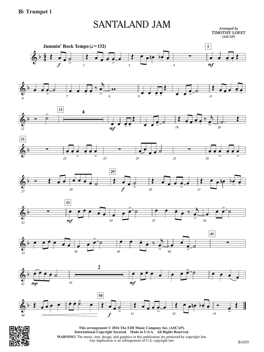 Santaland Jam: B-flat Trumpet 1 B-Flat Trumpet scores gallery preview page 1