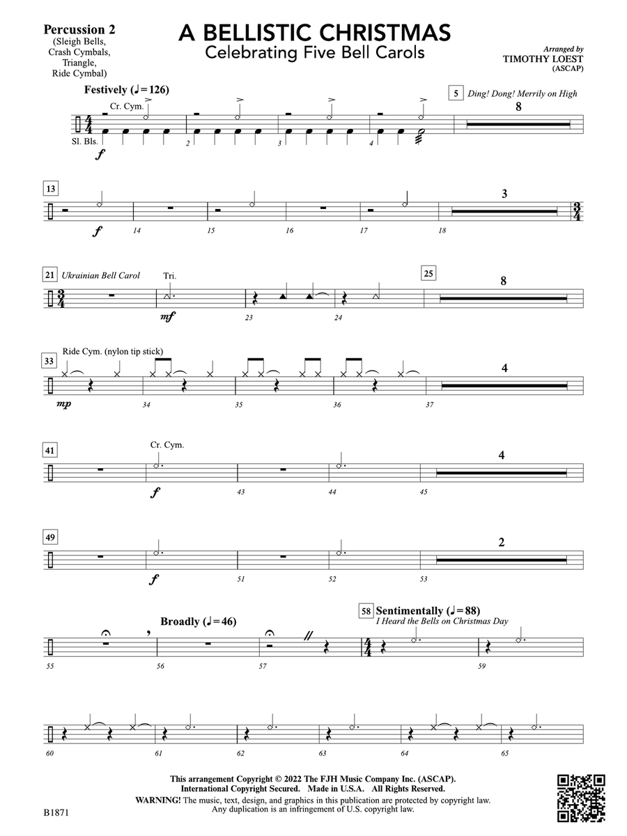 A Bellistic Christmas: Percussion 2 Percussion scores gallery preview page 1