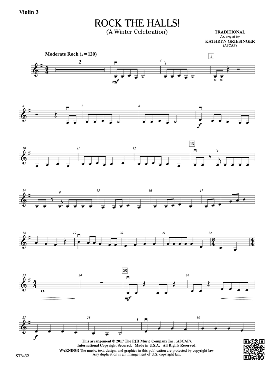 Rock The Halls!: Violin 3 (Viola T.C.) Viola scores gallery preview page 1