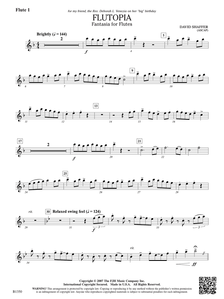 Flutopia (Fantasia for Flutes): Flute 1 Flute scores gallery preview page 1
