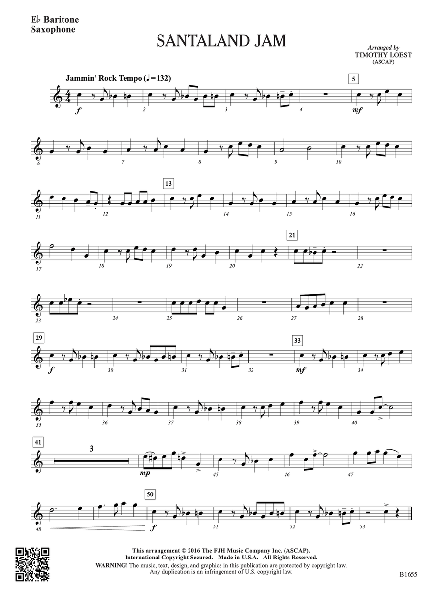 Santaland Jam: E-flat Baritone Saxophone Baritone Saxophone scores gallery preview page 1