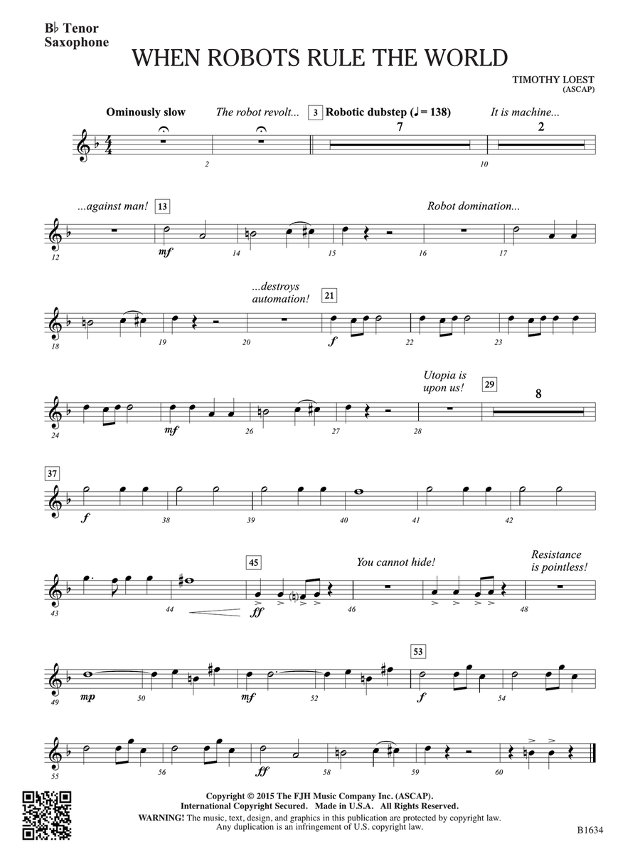 When Robots Rule the World: B-flat Tenor Saxophone Tenor Saxophone scores gallery preview page 1