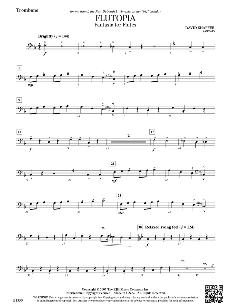 Flutopia (Fantasia for Flutes): Trombone Flute scores gallery preview page 1