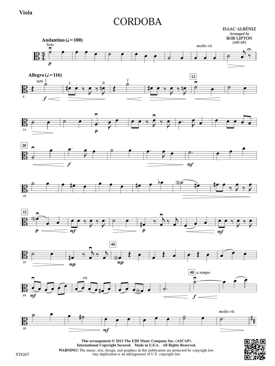 Cordoba: Viola Cordoba: Viola Viola scores gallery preview page 1