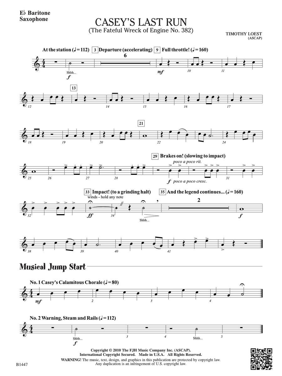 Casey's Last Run: E-flat Baritone Saxophone Baritone Saxophone scores gallery preview page 1