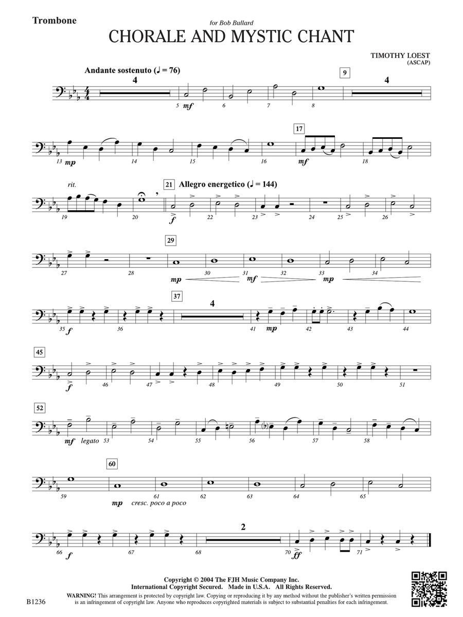 Chorale and Mystic Chant: Trombone Part scores gallery preview page 1