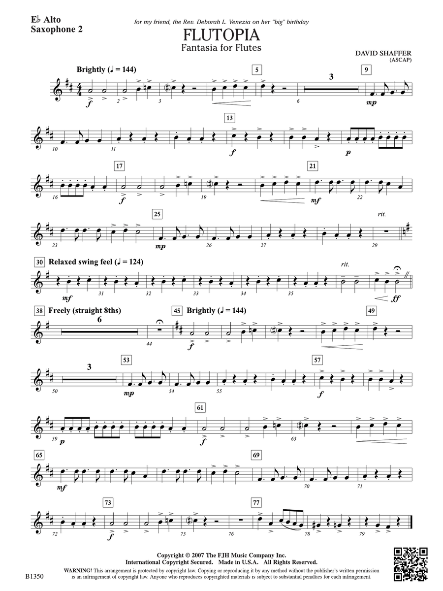 Flutopia (Fantasia for Flutes): E-flat Alto Saxophone 2 Flute scores gallery preview page 1