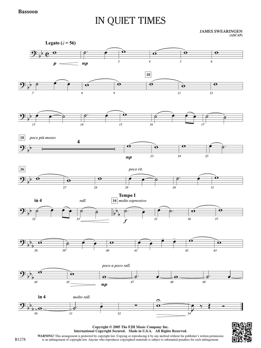 In Quiet Times: Bassoon In Quiet Times: Bassoon Bassoon scores gallery preview page 1
