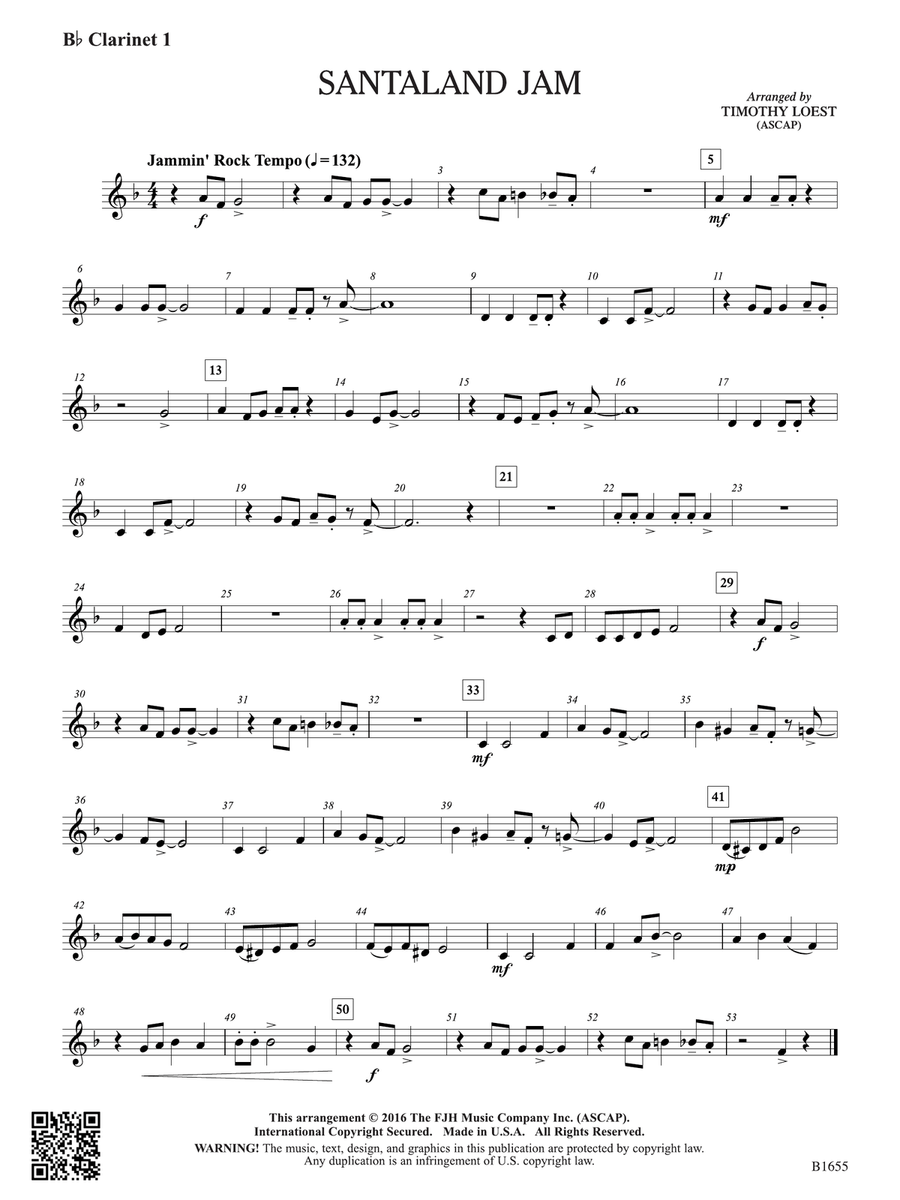 Santaland Jam: B-flat Clarinet 1 B-Flat Clarinet scores gallery preview page 1