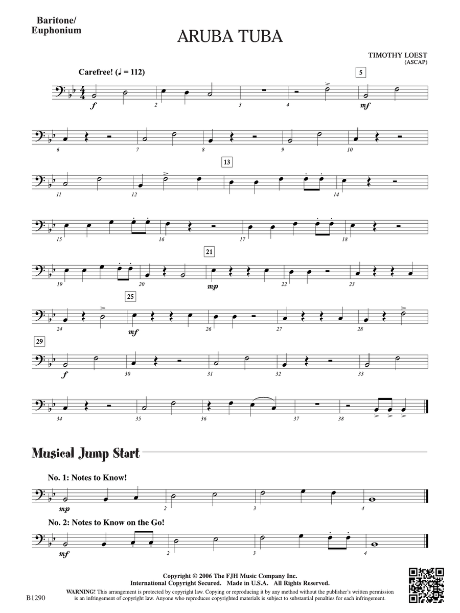 Aruba Tuba: Baritone/Euphonium Baritone Horn scores gallery preview page 1