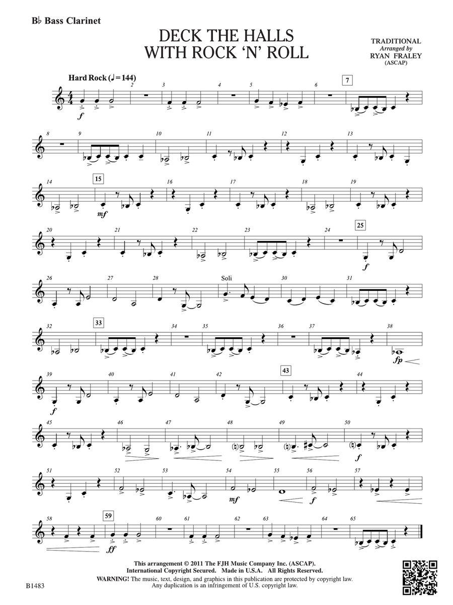 Deck the Halls with Rock 'n' Roll: B-flat Bass Clarinet Bass Clarinet scores gallery preview page 1