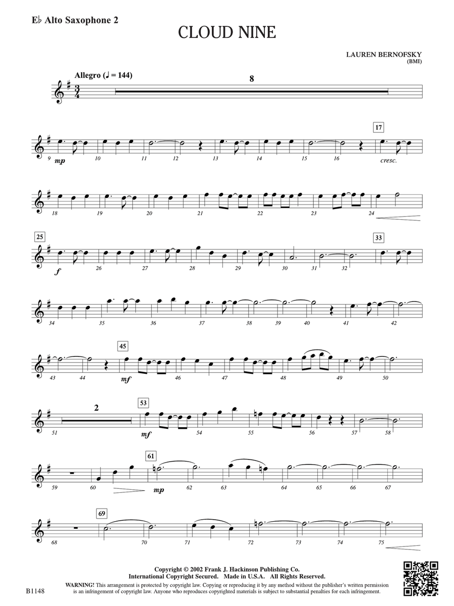 Cloud Nine: E-flat Alto Saxophone 2 Alto Saxophone scores gallery preview page 1