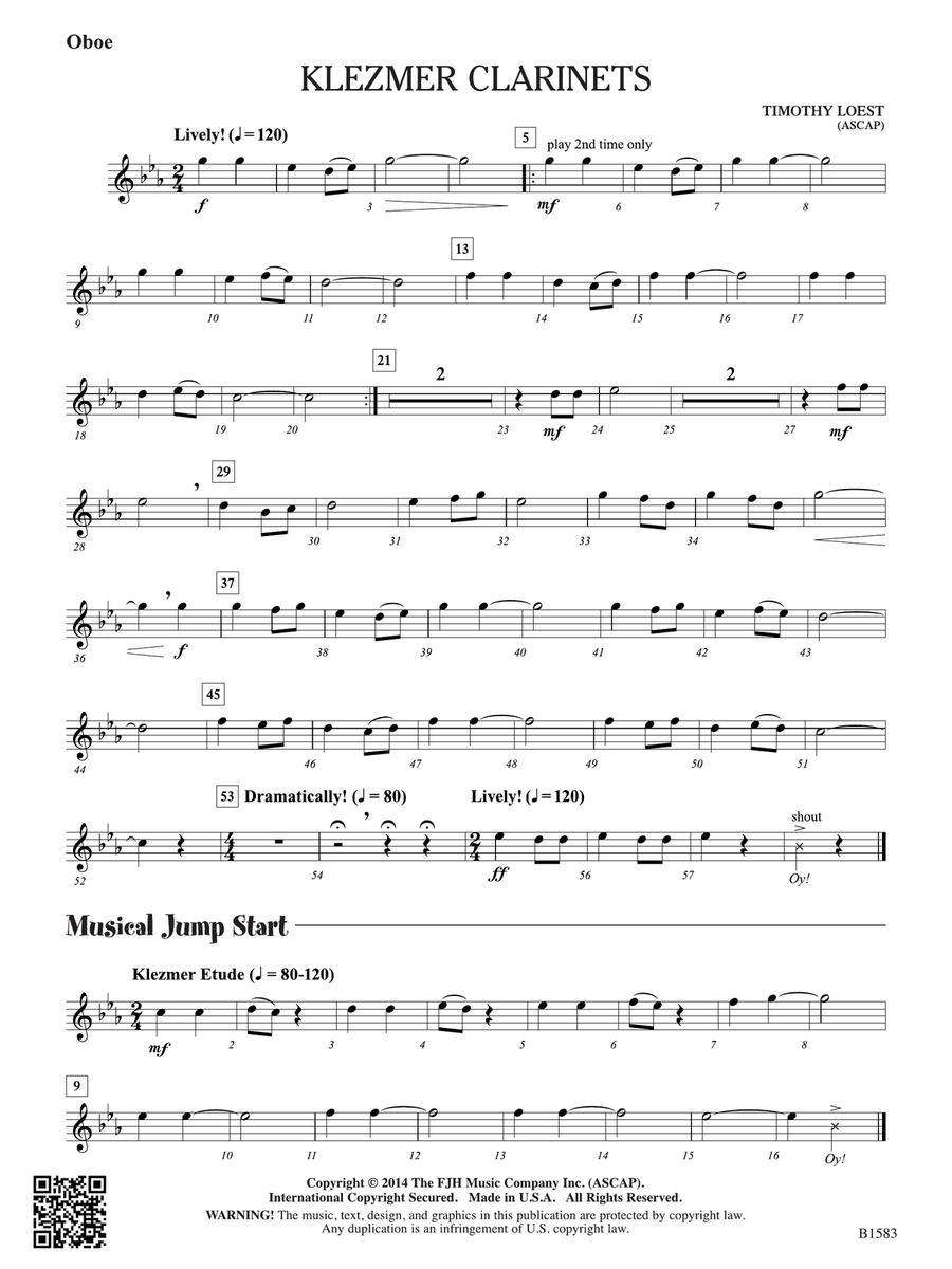Klezmer Clarinets: Oboe Klezmer Clarinets: Oboe Clarinet scores gallery preview page 1