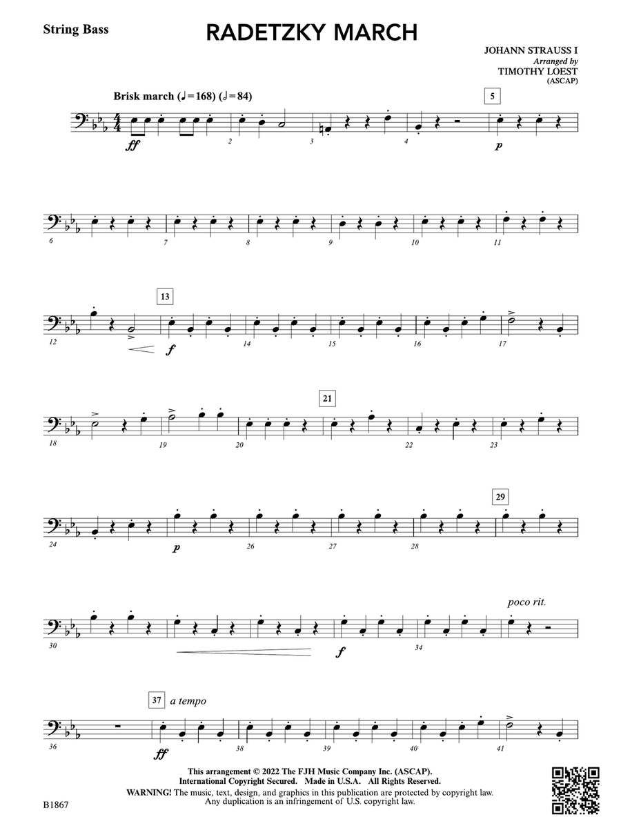 Radetzky March: String Bass Double Bass scores gallery preview page 1