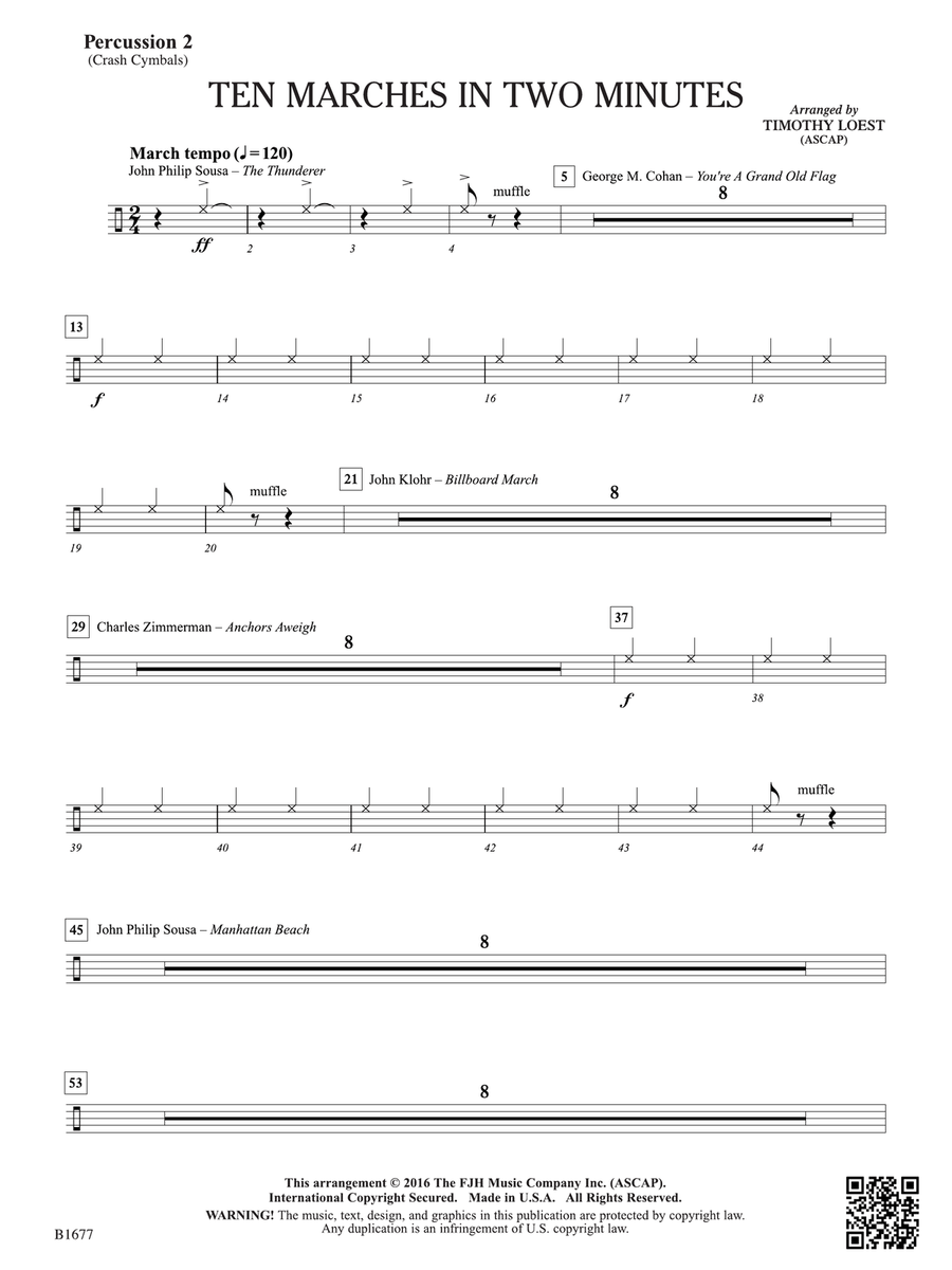 Ten Marches in Two Minutes: Percussion 2 Percussion scores gallery preview page 1