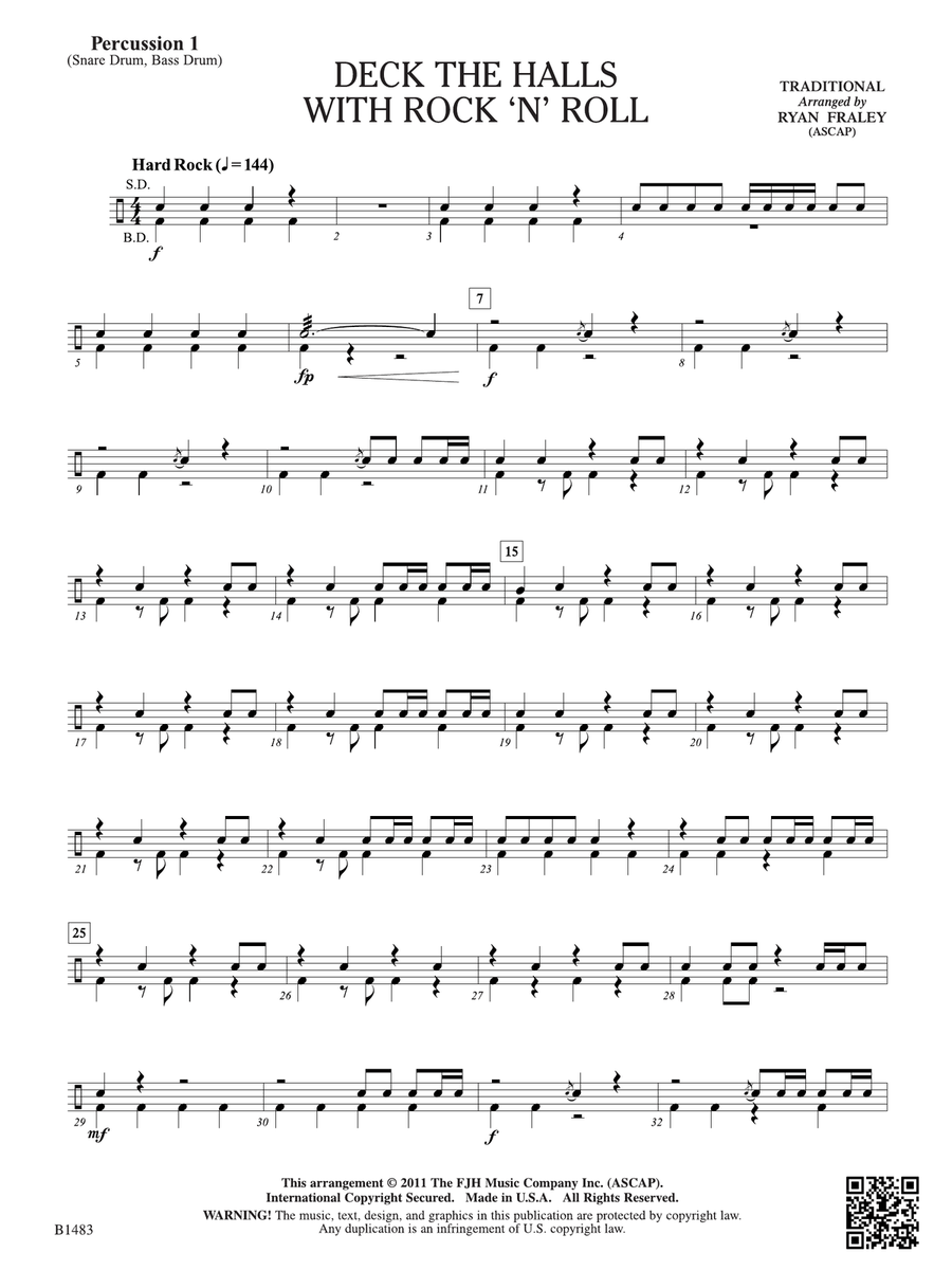 Deck the Halls with Rock 'n' Roll: Percussion 1 Percussion scores gallery preview page 1