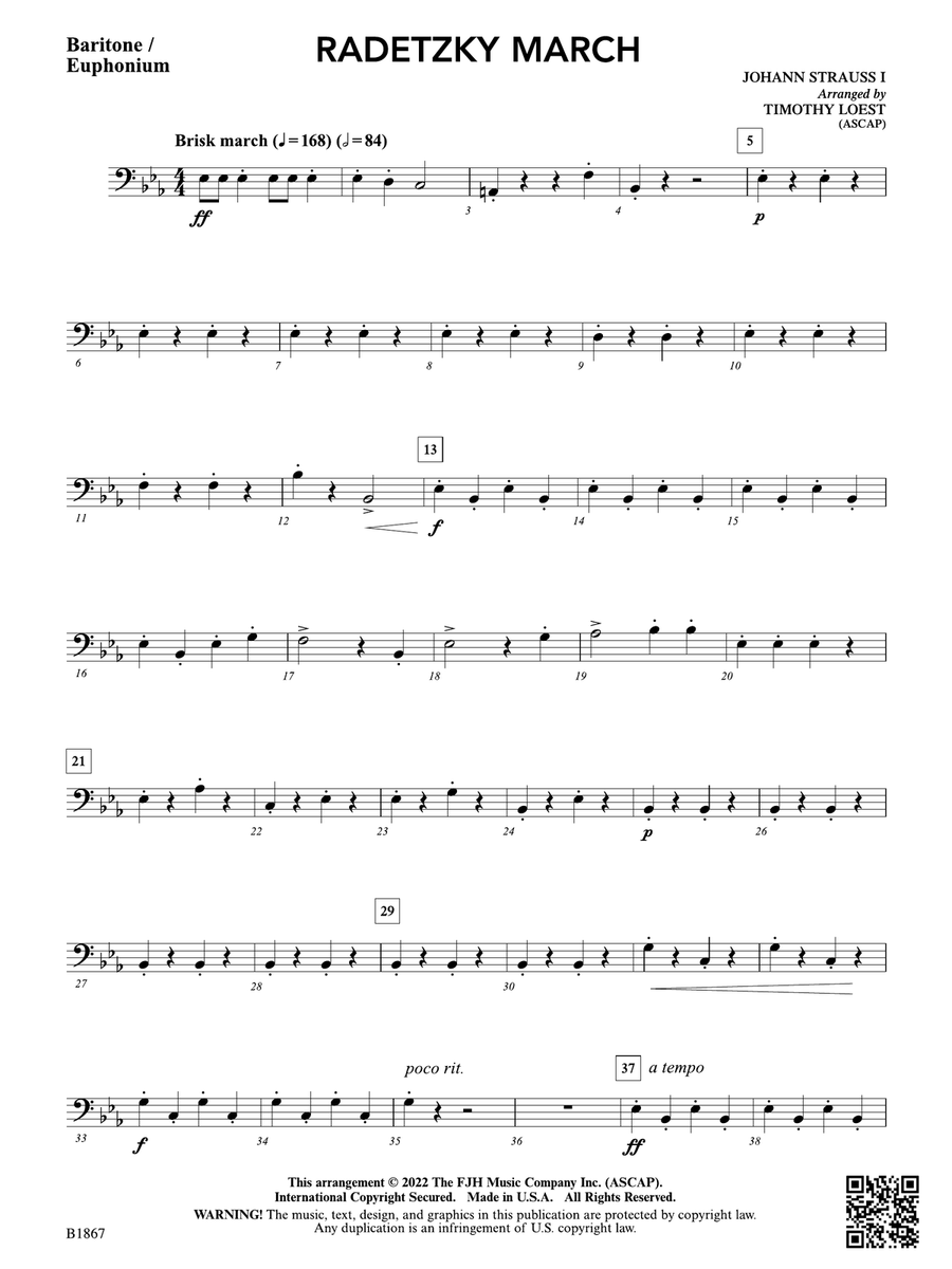 Radetzky March: Baritone/Euphonium Baritone Horn scores gallery preview page 1