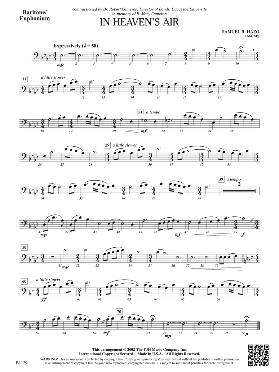 In Heaven's Air: Baritone/Euphonium Baritone Horn scores gallery preview page 1