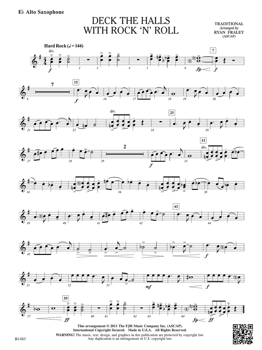Deck the Halls with Rock 'n' Roll: E-flat Alto Saxophone Alto Saxophone scores gallery preview page 1