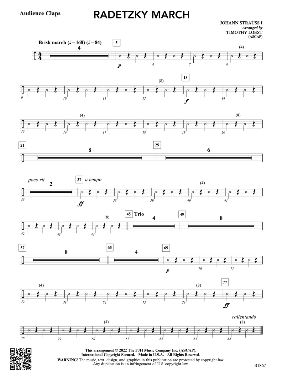 Radetzky March: Audience Claps (opt.) Part scores gallery preview page 1