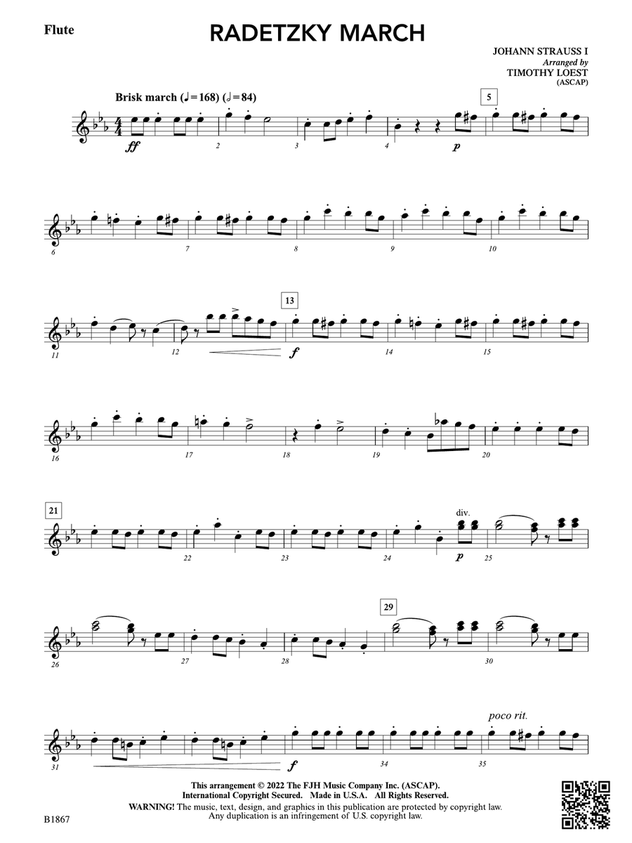 Radetzky March: Flute Radetzky March: Flute Flute scores gallery preview page 1