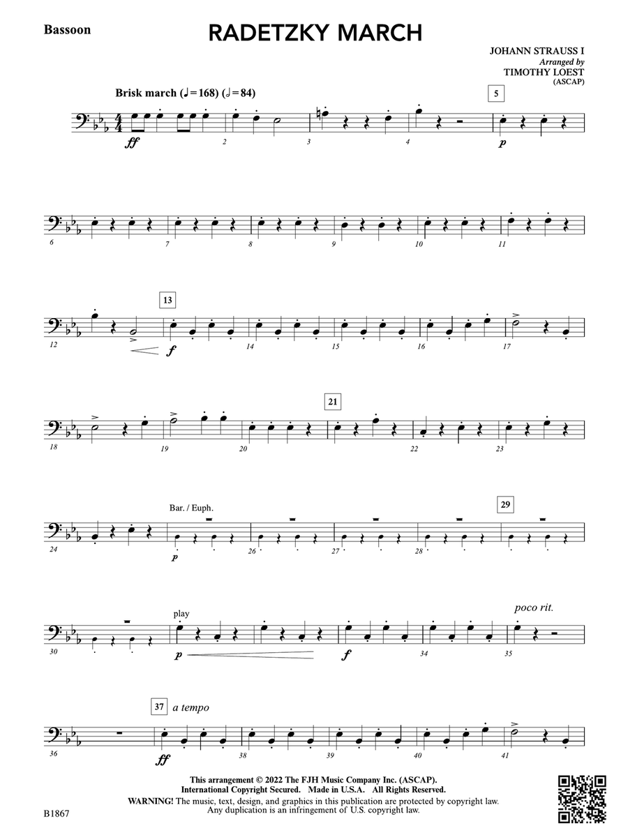 Radetzky March: Bassoon Radetzky March: Bassoon Bassoon scores gallery preview page 1