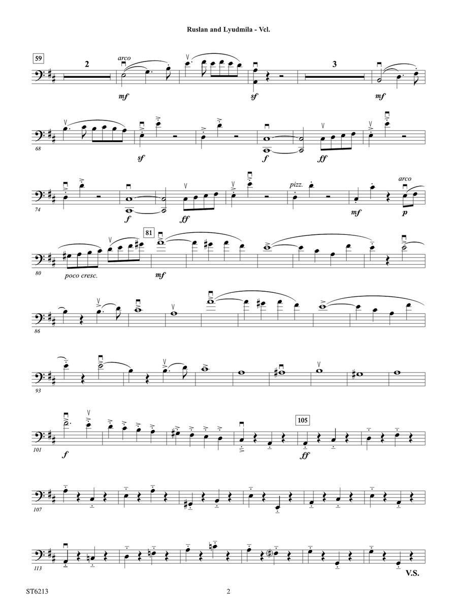 Overture to Ruslan and Lyudmila: Violoncello Part scores gallery preview page 2