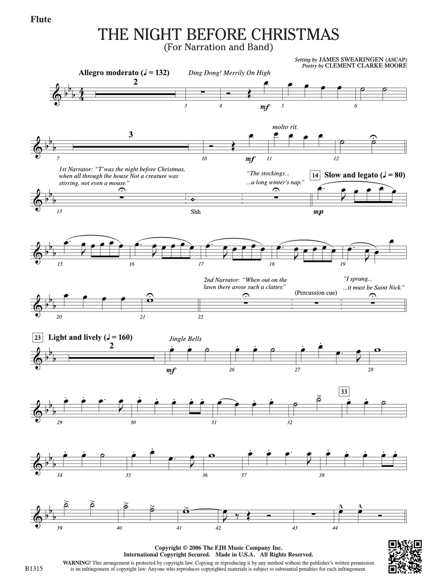 The Night Before Christmas (for Narration and Band): Flute Flute scores gallery preview page 1