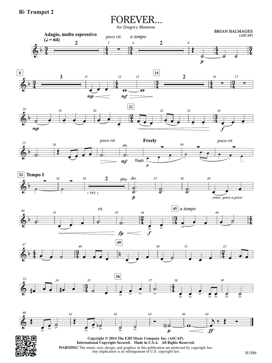 Forever...: B-flat Trumpet 2 B-Flat Trumpet scores gallery preview page 1