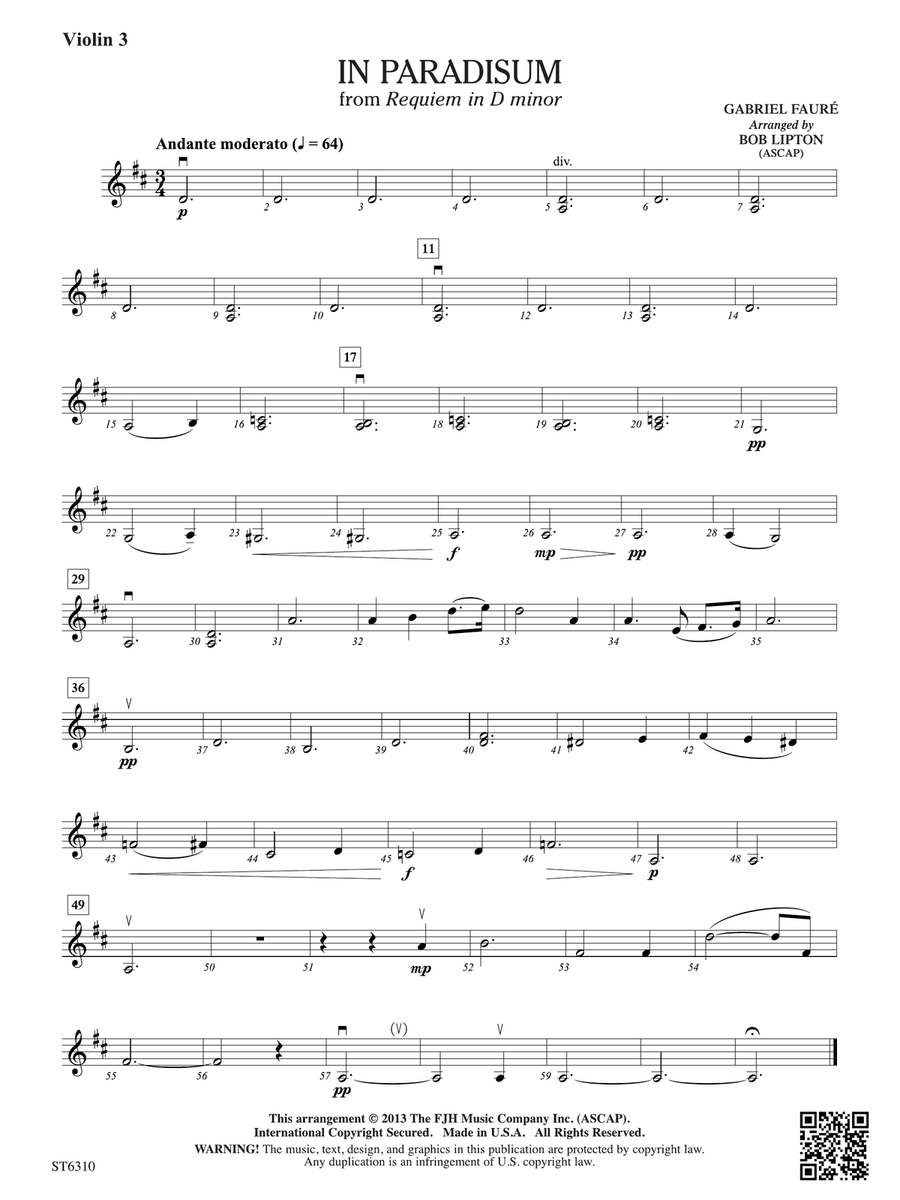 In Paradisum: Violin 3 (Viola T.C.) Viola scores gallery preview page 1