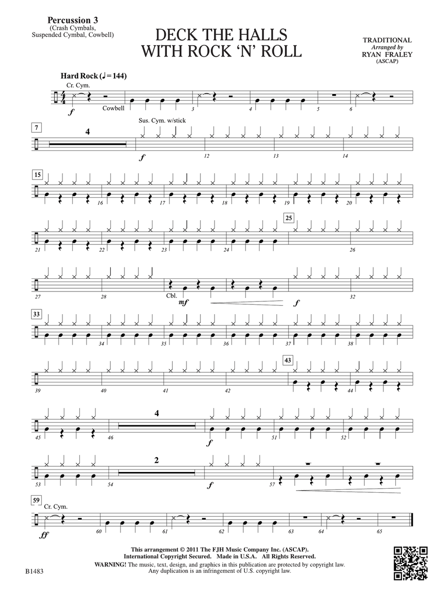 Deck the Halls with Rock 'n' Roll: Percussion 3 Percussion scores gallery preview page 1