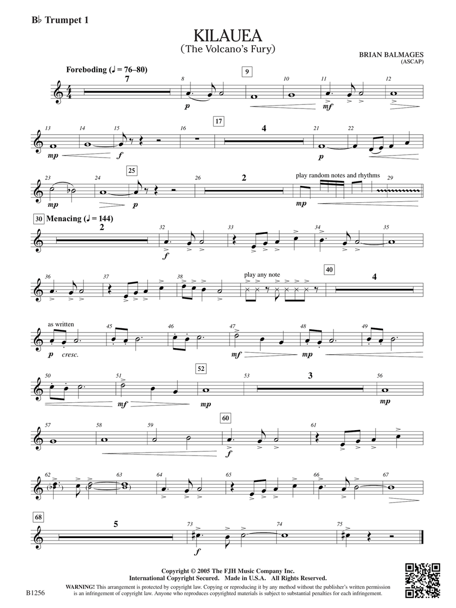 Kilauea (The Volcano's Fury): B-flat Trumpet 1 B-Flat Trumpet scores gallery preview page 1