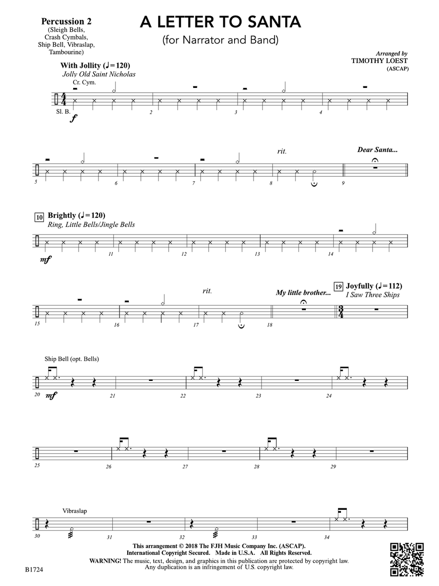 A Letter to Santa: Percussion 2 Percussion scores gallery preview page 1