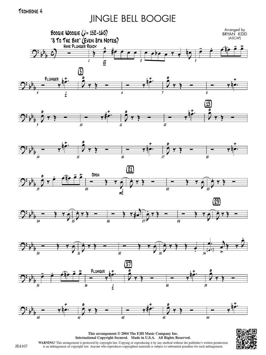 Jingle Bell Boogie: Opt. Trombone 4 Trombone scores gallery preview page 1