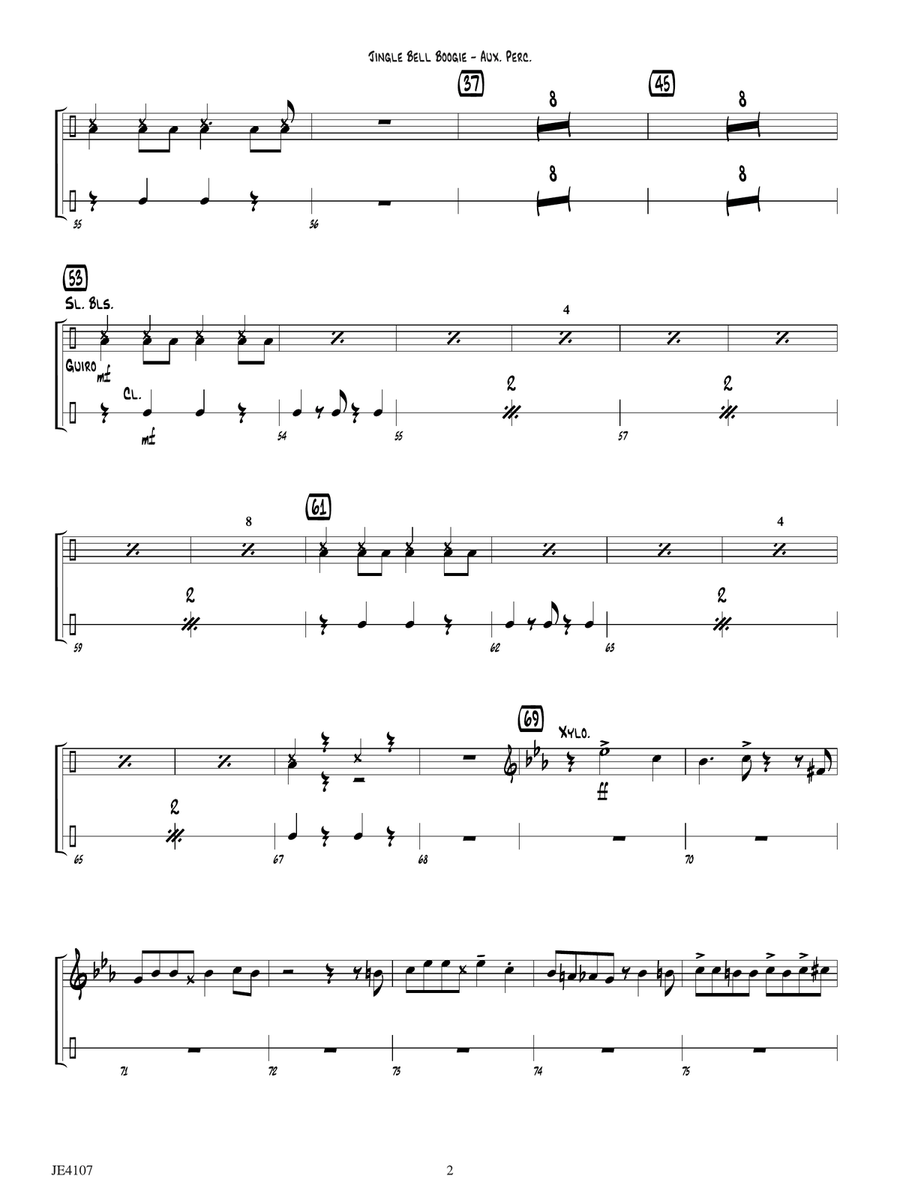 Jingle Bell Boogie: Auxiliary Percussion Percussion scores gallery preview page 2