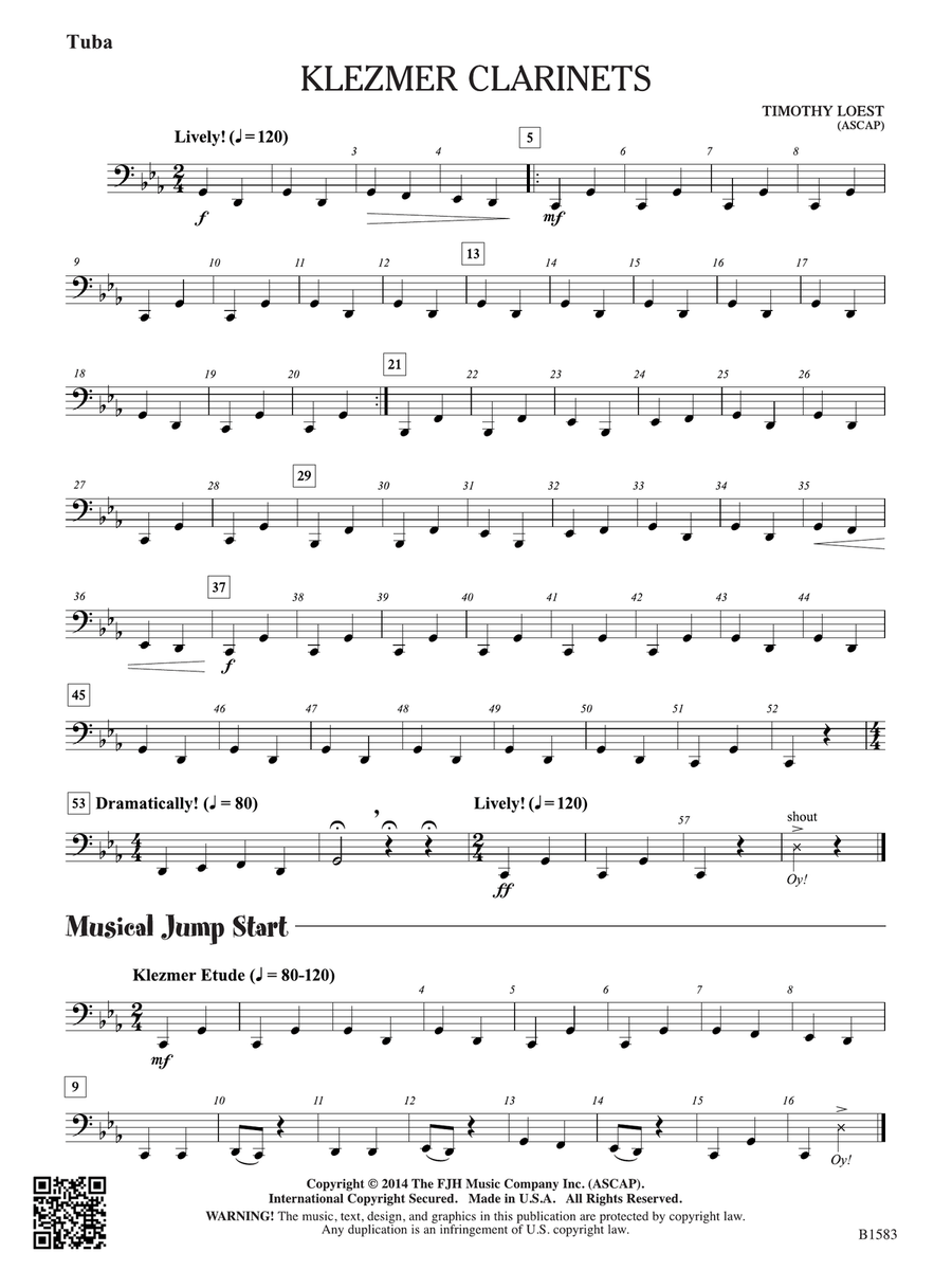 Klezmer Clarinets: Tuba Klezmer Clarinets: Tuba Clarinet scores gallery preview page 1