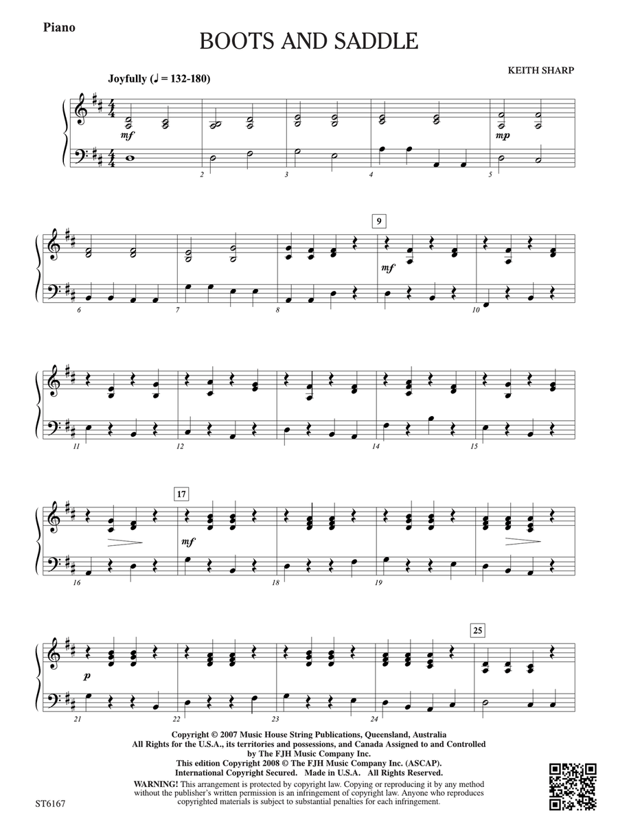 Boots and Saddle: Piano Boots and Saddle: Piano Piano Solo scores gallery preview page 1