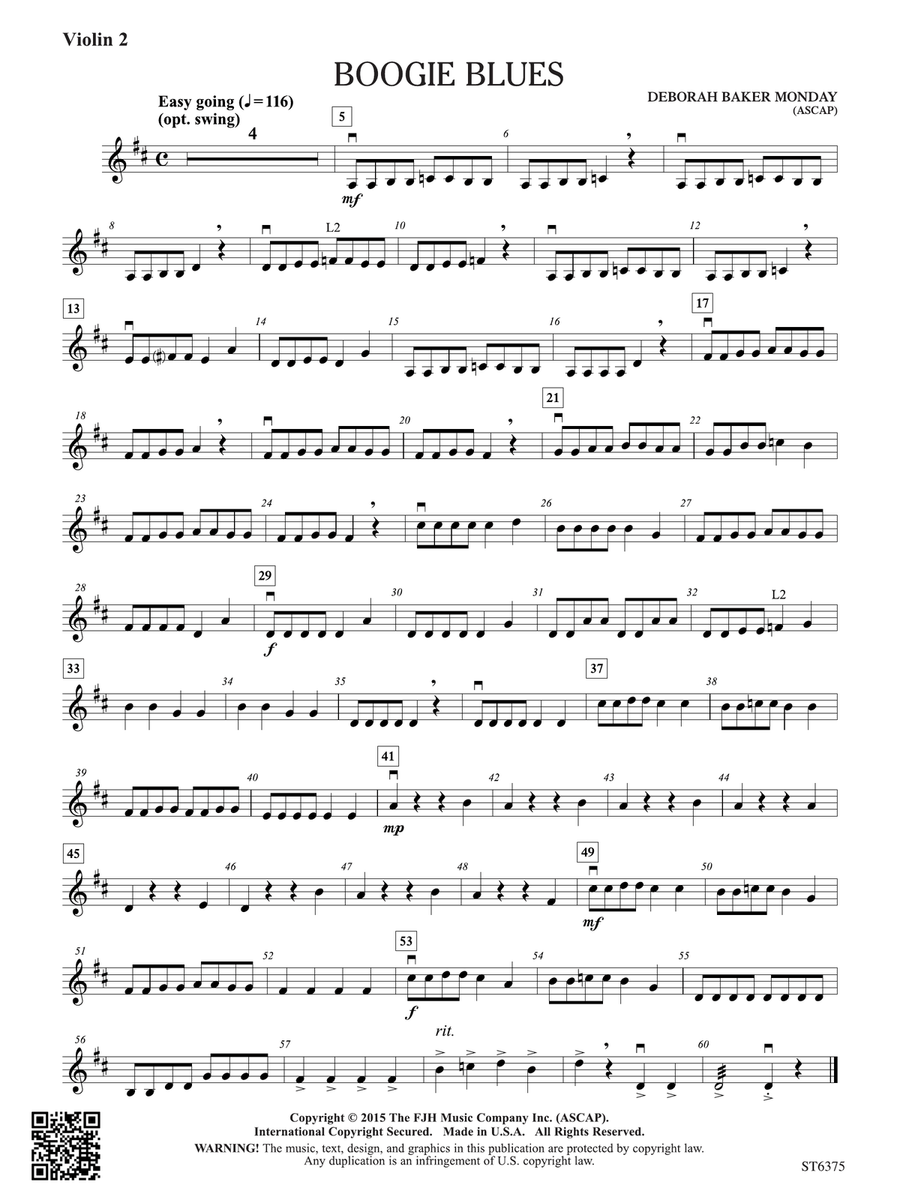 Boogie Blues: Violin 2 (Viola T.C.) Viola scores gallery preview page 1