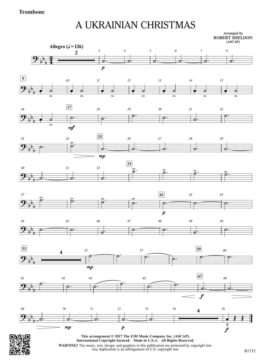 A Ukrainian Christmas: Trombone Trombone scores gallery preview page 1