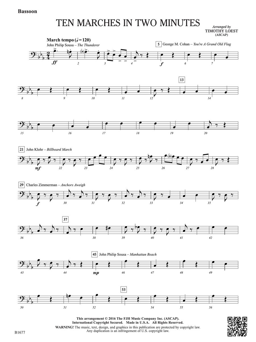 Ten Marches in Two Minutes: Bassoon Bassoon scores gallery preview page 1