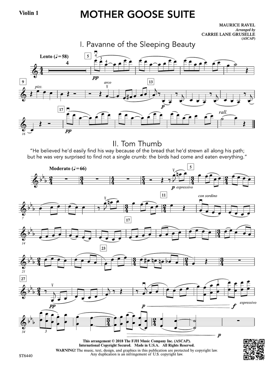 Mother Goose Suite: Violin 1 Violin scores gallery preview page 1