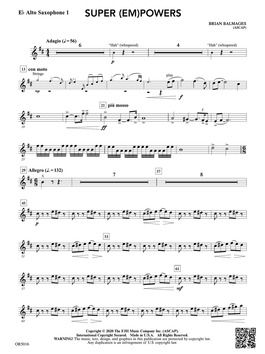 Super (Em)Powers: E-flat Alto Saxophone 1 Alto Saxophone scores gallery preview page 1