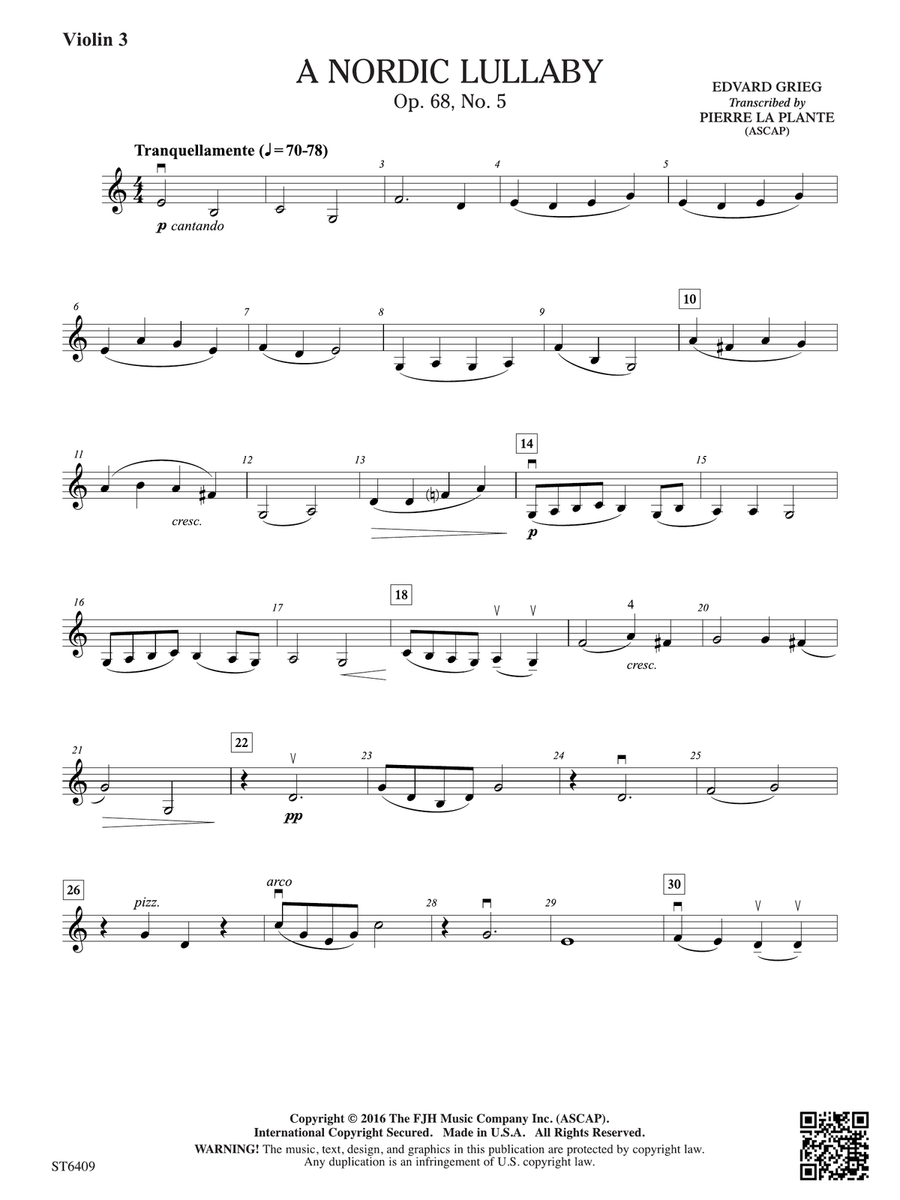 A Nordic Lullaby: Violin 3 (Viola T.C.) Viola scores gallery preview page 1