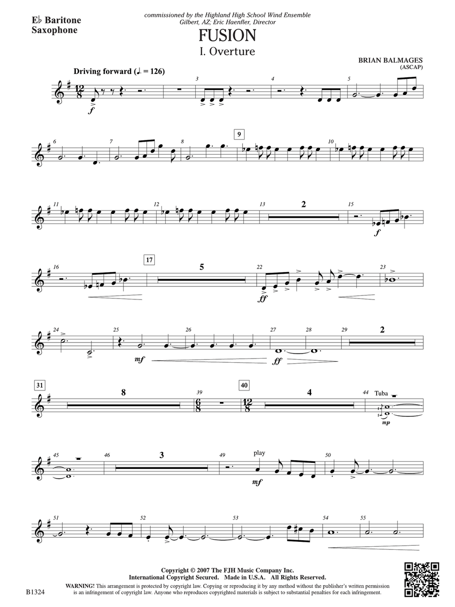 Fusion: E-flat Baritone Saxophone Baritone Saxophone scores gallery preview page 1
