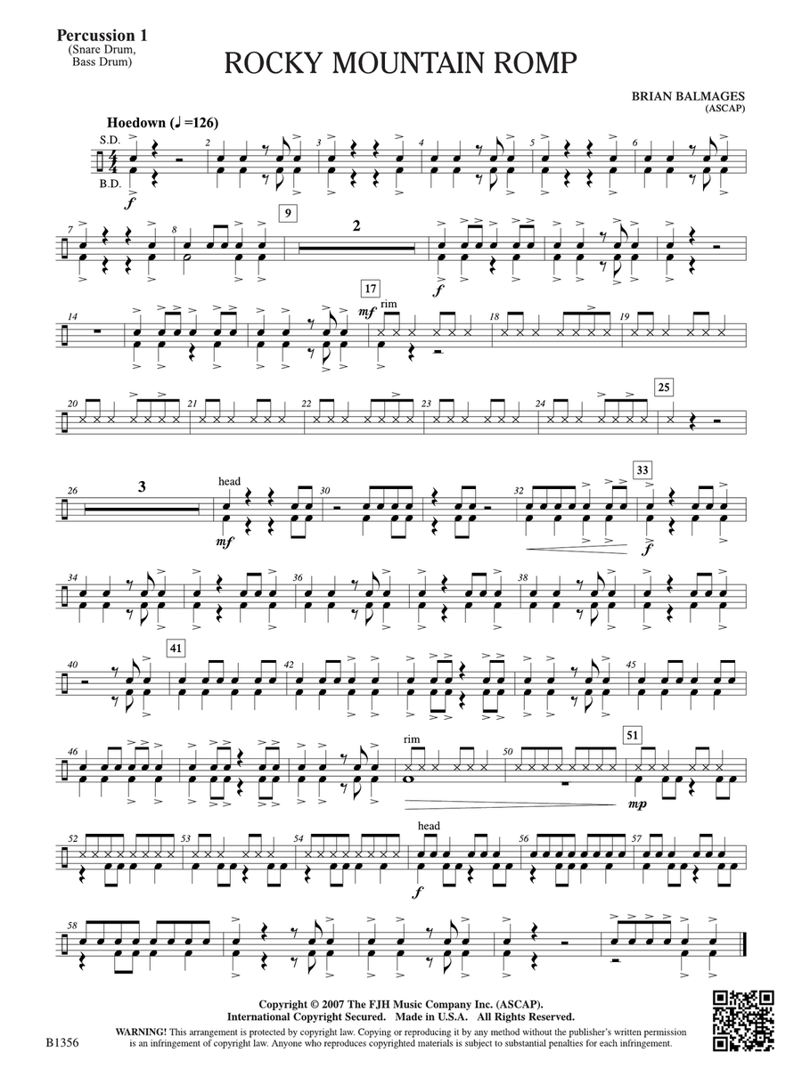 Rocky Mountain Romp: Percussion 1 Percussion scores gallery preview page 1