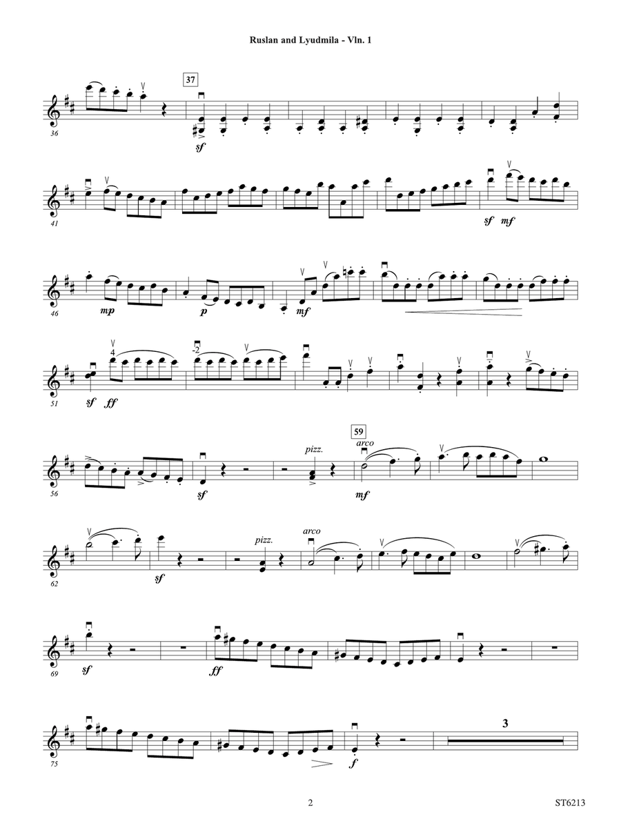 Overture to Ruslan and Lyudmila: Violin 1 Violin scores gallery preview page 2