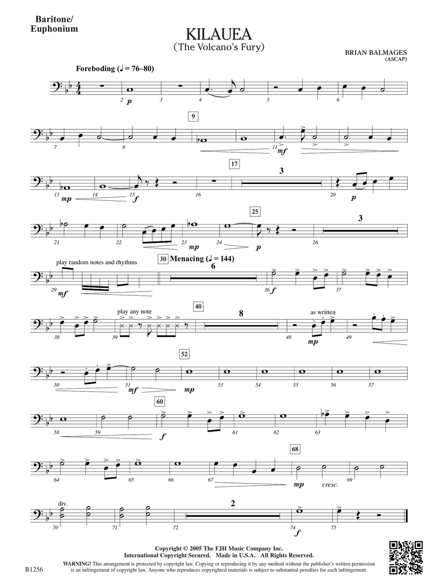 Kilauea (The Volcano's Fury): Baritone/Euphonium Baritone Horn scores gallery preview page 1