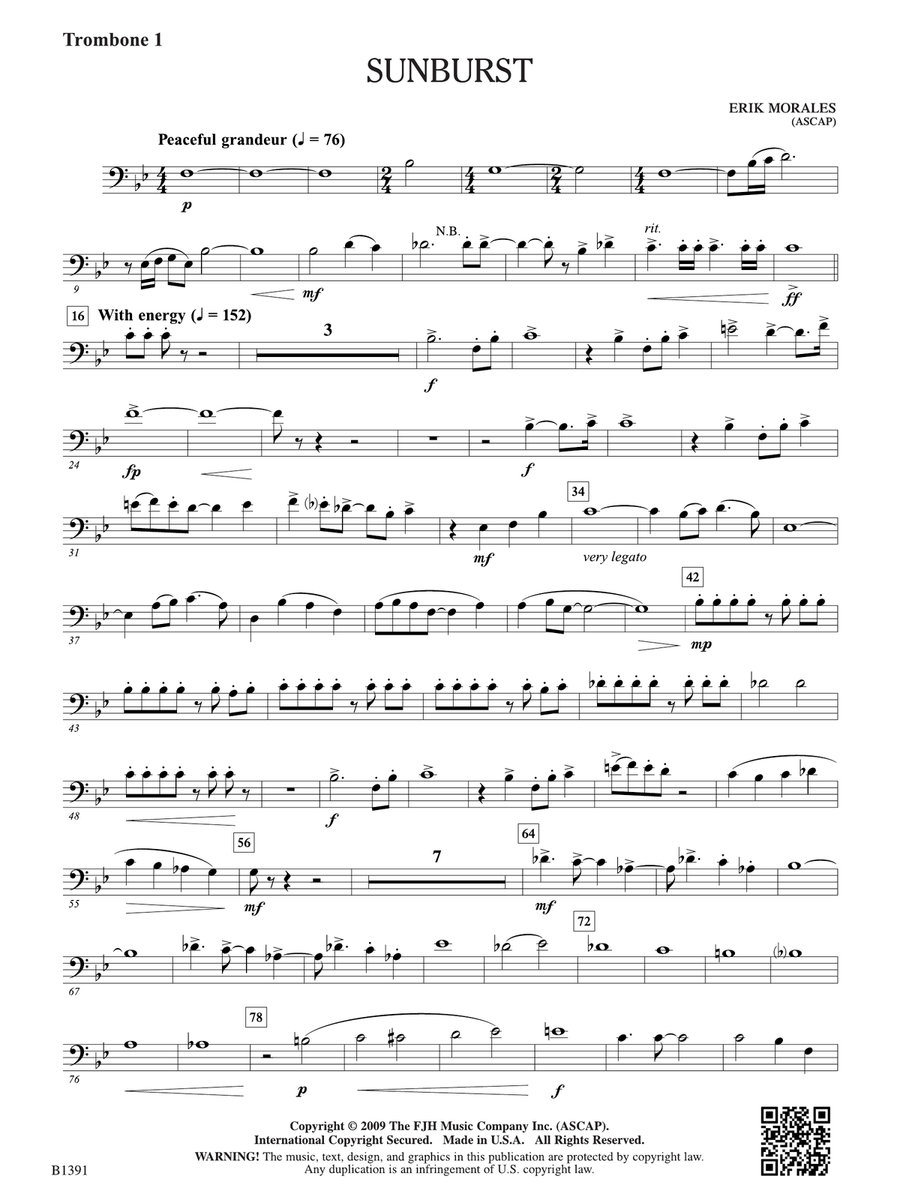 Sunburst: Trombone 1 Sunburst: Trombone 1 Trombone scores gallery preview page 1